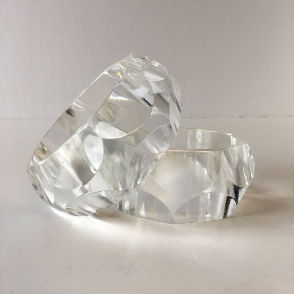 Clear Plastic Bangle Acrylic Translucent Bracelet… - image 2